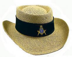 Masonic Straw Gamblers Hat & Masters Top Hat
