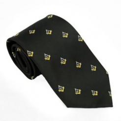 Masonic Tie - Black with Gold Accents - Club Necktie