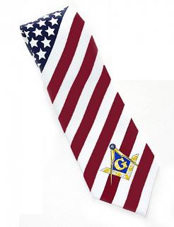 Masonic Tie - US Flag with Masonic Logo