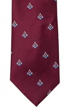 Masonic Club Tie - Burgundy with Light Blue 